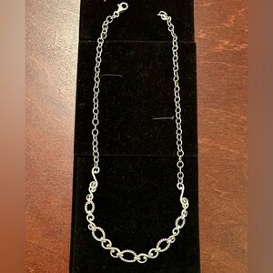 Carolyn Pollack Sterling Silver Textured Twisted Rope Link Scroll Necklace 17”
